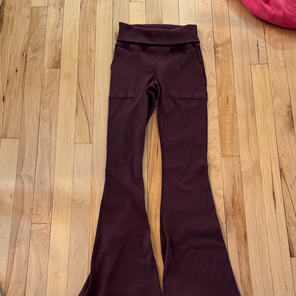 High-Waist Flare Pants in Deep Maroon